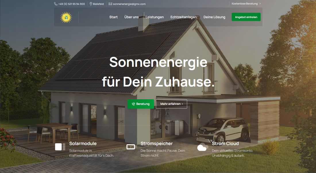 Website Sonnenenergie Bielefeld
